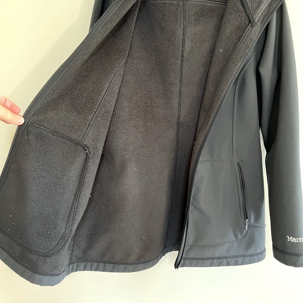 Marmot Soft Shell Fleece Lined Hooded Full Zip Unisex Black Jacket, L - Picture 11 of 13